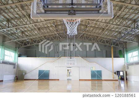 Gymnasium and basketball goals Gymnasium and basketball goals 120188561