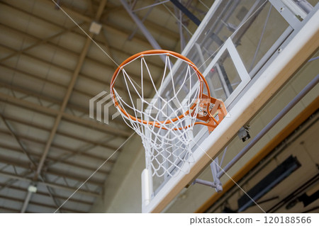 Gymnasium and basketball goals 120188566