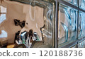 Textured Glass Blocks Creating a Distorted Indoor Reflection 120188736