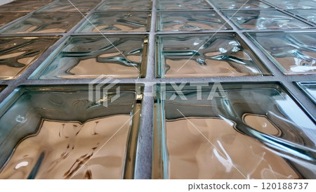 Unique Textured Glass Blocks Arranged in a Contemporary Flooring Design 120188737