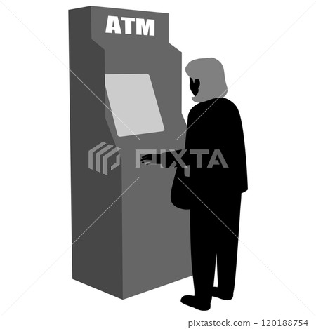 使用ATM的資深婦女 120188754