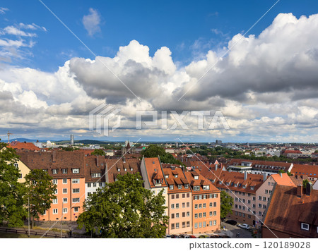 Aerial view of Nuremberg at sunny day 120189028