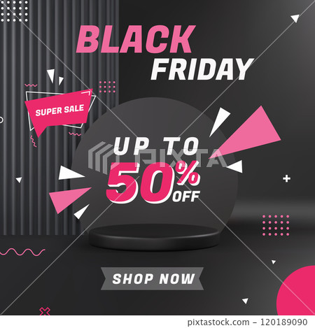 3D Black Friday podium scene 3D Black Friday podium scene 120189090