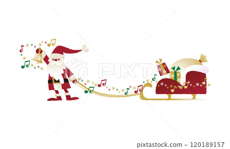 Christmas_Santa Claus ringing a bell and pulling a sleigh_collection style Christmas_Santa Claus ringing a bell and pulling a sleigh_collection style 120189157