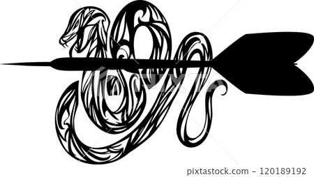 A simple mark of a snake entwined with darts 120189192