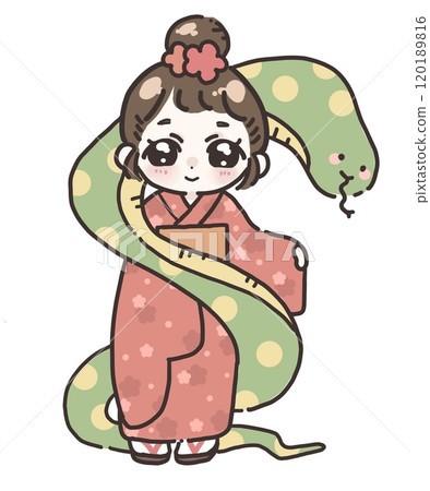 Snake and girl Snake and girl 120189816