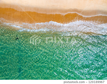Beautiful sea surface in summer season seascape background ,Nature sea beach background,High angle view waves seascape nature view 120189967