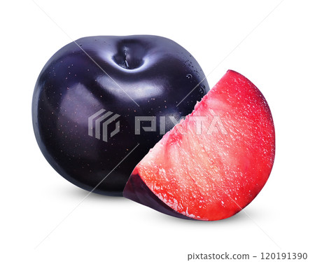 Plum isolated on white background. Plum isolated on white background. 120191390
