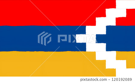 手繪的阿爾札赫共和國國旗。 手繪的阿爾札赫共和國國旗。 120192089