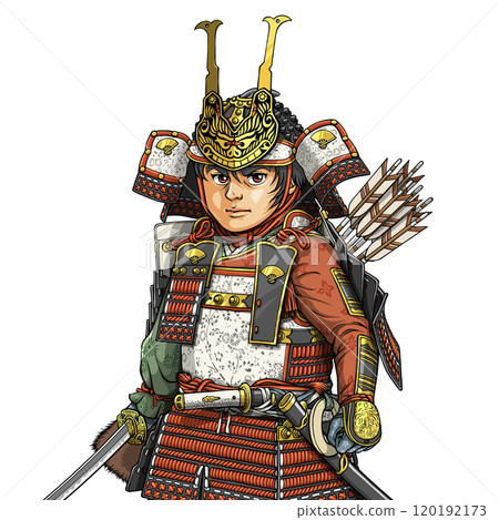 動漫般的源義經全副武裝站立 動漫般的源義經全副武裝站立 120192173