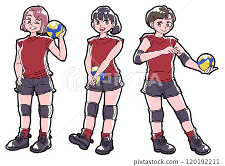 一個打排球的女孩的插圖集 120192211