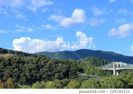 藍天、白雲和風力發電設備 藍天、白雲和風力發電設備 120192222