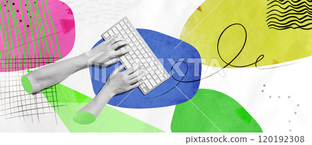 Person using a computer keyboard 120192308