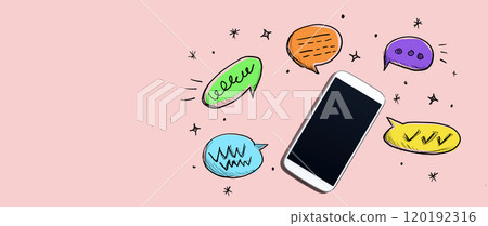 Speech bubbles and a smartphone 120192316