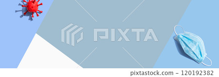 Surgical mask with influenza and Coronavirus concept 120192382