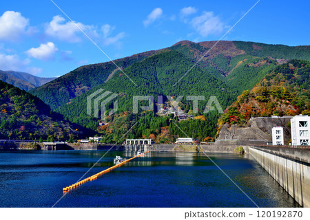 奧多摩湖，小河內水壩附近，秋葉風景 120192870