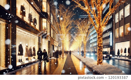 The street illuminated by the illuminations 120193387