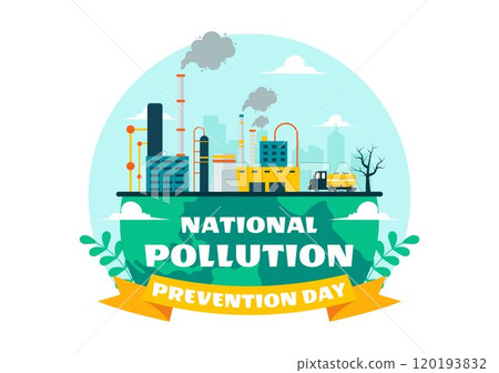 National Pollution Prevention Day Vector Illustration on 2 December for Awareness Campaign, featuring Factory, Forest, and Vehicle Pollution Issues 120193832
