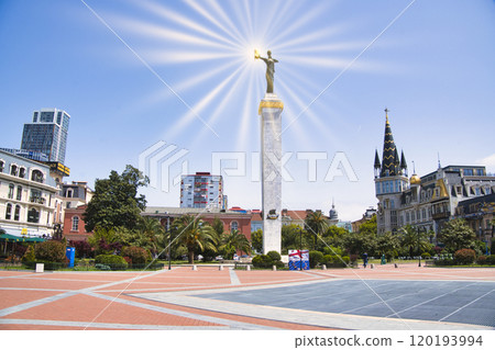 Beautiful scenery around Europe Square in Batumi 120193994