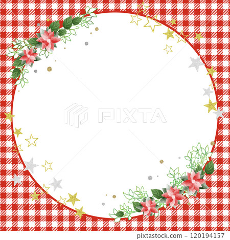 Red check and poinsettia (square) 120194157