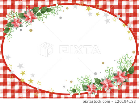 Red check and poinsettia 120194158