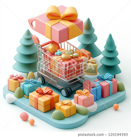 3d of shop. Shopping online concept. Christmas concept. 120194393
