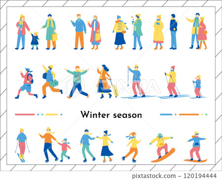 Winter people illustration set 120194444