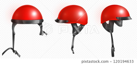 Red retro motorcycle and scooter helmet 3d 120194633