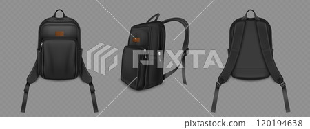 Black realistic 3d backpack mockup 120194638