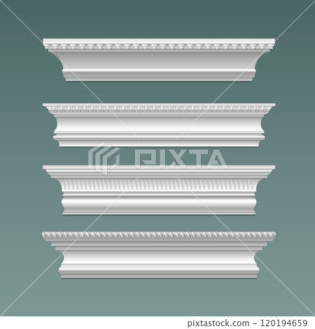 Wall and ceiling white classic gypsum cornice 120194659