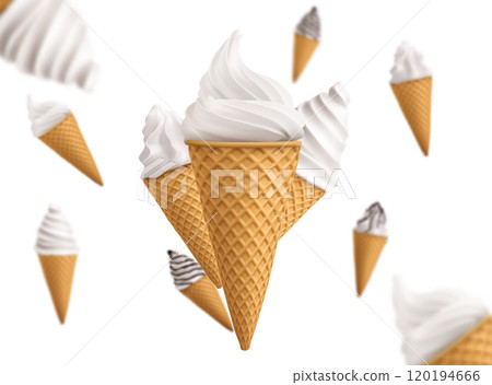 Ice cream in waffle cones pattern 120194666