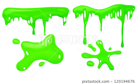 Green mucus slime drip. Liquid sticky goo vector 120194676