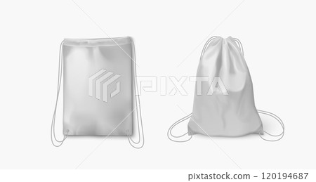White backpack mockup with thin long drawstring 120194687