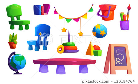 Nursery and kindergarten room furniture cartoon 120194764
