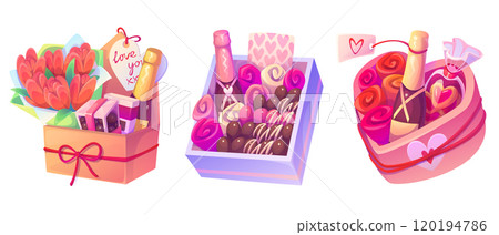 Chocolate candy box for Valentine day with heart Chocolate candy box for Valentine day with heart 120194786