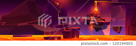 Hell landscape with lava for fantasy game vector 120194803