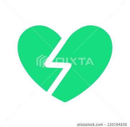 A simple green cracked heart symbol A simple green cracked heart symbol 120194830