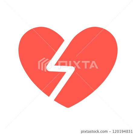 A simple red cracked heart symbol A simple red cracked heart symbol 120194831
