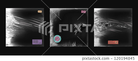 Torn plastic film covers set for music album Torn plastic film covers set for music album 120194845