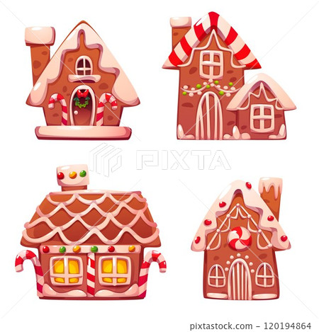 Gingerbread cookie house. Ginger bread and candy 120194864