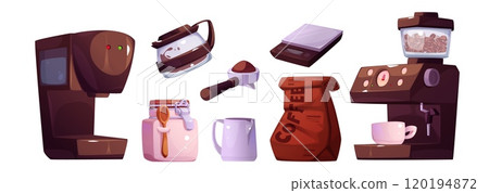 Barista equipment set isolated on white Barista equipment set isolated on white 120194872