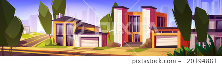 Modern luxury mansion in suburban district Modern luxury mansion in suburban district 120194881