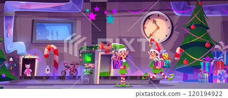 Santa Claus Christmas factory room interior 120194922