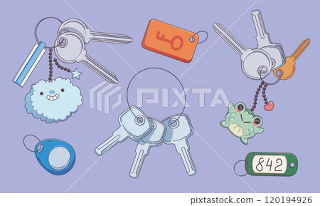 Keychains set with trinkets Keychains set with trinkets 120194926