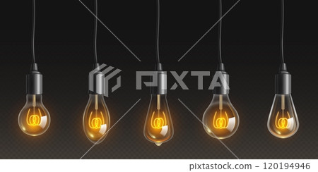 Vintage edison bulb light with filament realistic 120194946