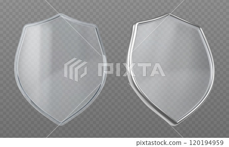 3d transparent glass shield with silver border 3d transparent glass shield with silver border 120194959