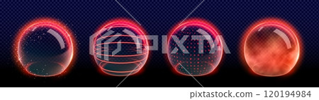 3d abstract red protect shield sphere with energy 120194984