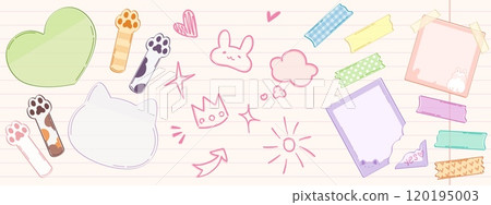 Note stickers with cute pink girly doodle elements 120195003