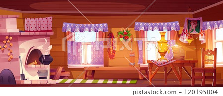 Old traditional russian kitchen interior Old traditional russian kitchen interior 120195004