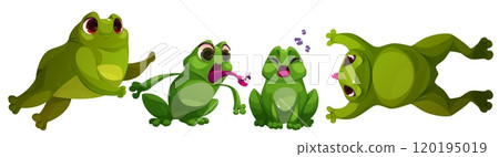 Cute toad frog character jump cartoon illustration 120195019